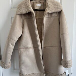Calvin Klein Rolled Cuff Faux Shearling Jacket Latte size M (new with tags)